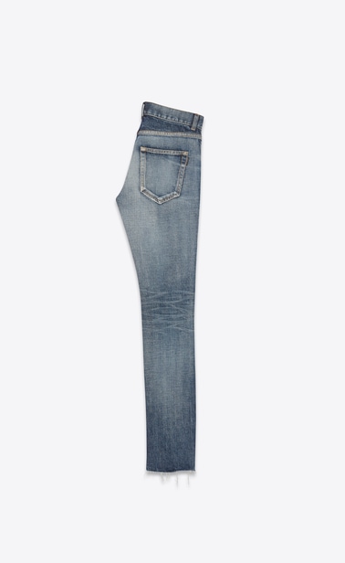 raw edged skinny denim pants